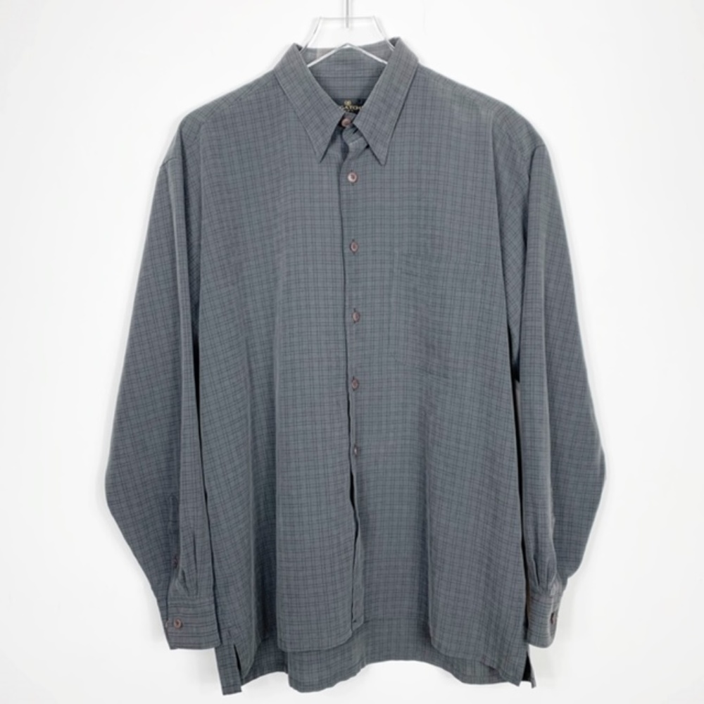Bugatchi Gray/Black Checked Button Down Shirt - image 3